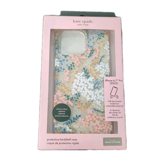 Nn6N Kate Spade‎ NY Hard Case iPhone 14 Pro Max - Floral w Stones