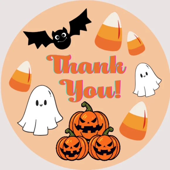 ♥️ 5x25 / 60 HALLOWEEN Thank You Stickers 1.5