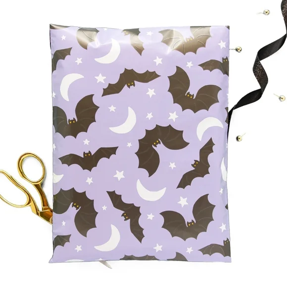 Purple Bat and Moon Poly Mailers 10x13 10pk