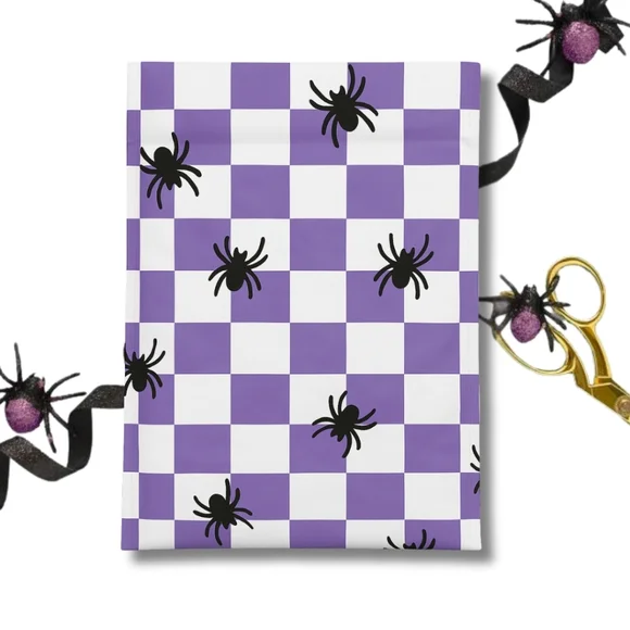 Purple and White Checkered Spider Poly Mailers 10x13 10pk