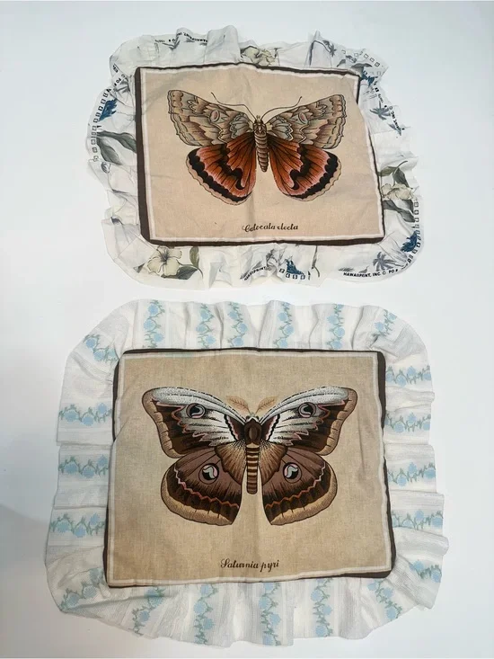 Butterfly Print Decorative Pillow Covers - Beige, Brown, Peach