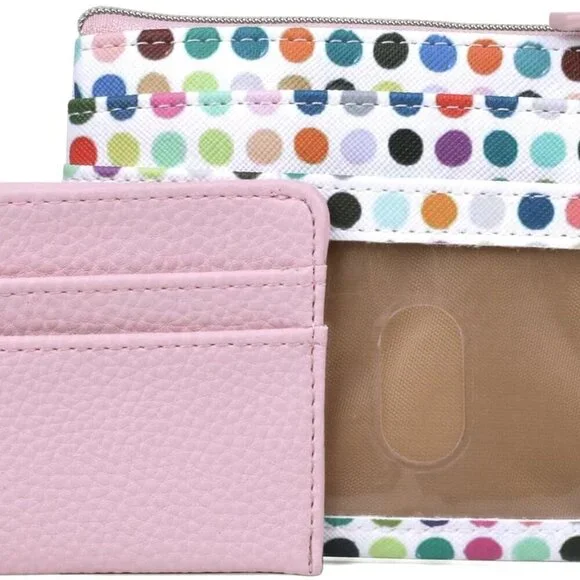 Vegan Leather Coin Case Colorful Polka Dots Small Organizer for Women