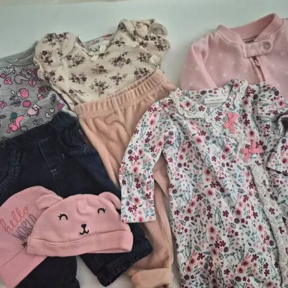 0-3months Baby Girl Clothes: Laura Ashley, Nicole Miller, Carter's, Garanimals