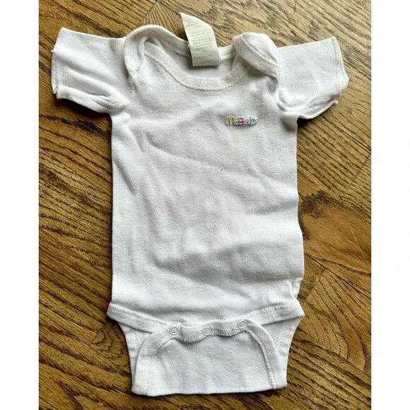 Vintage McBaby‎ McDonalds 90s One Piece White Newborn Snap Short Sleeve Bodysuit