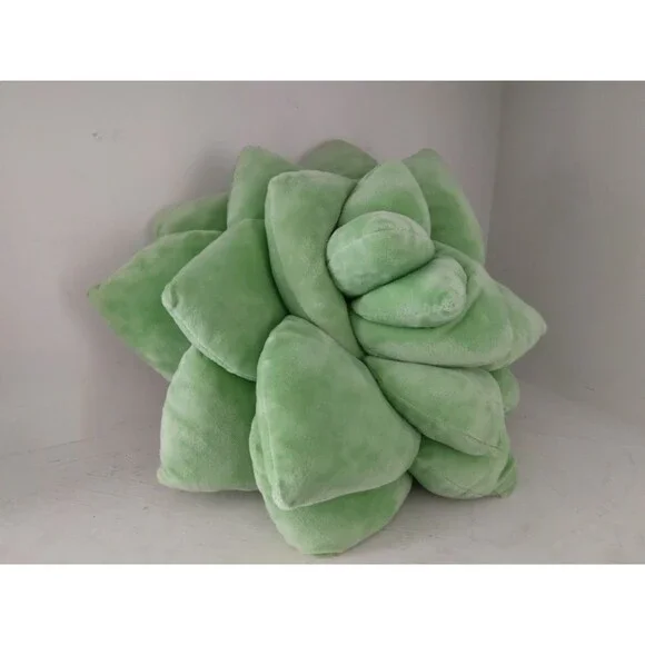 Green Philosophy Co 3D Succulent Flower Green Plush Accent Throw Pillow