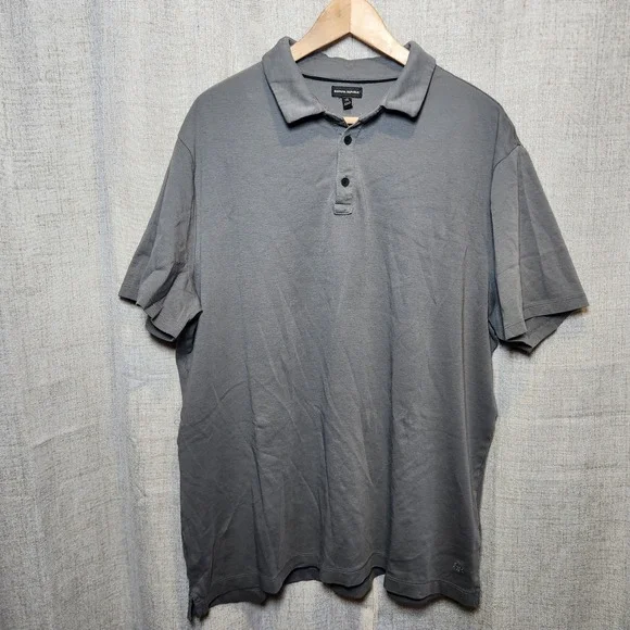 Banana Republic Men's Short Sleeve Polo Size XXL Gray‎ 1/4 Button 100% Cotton