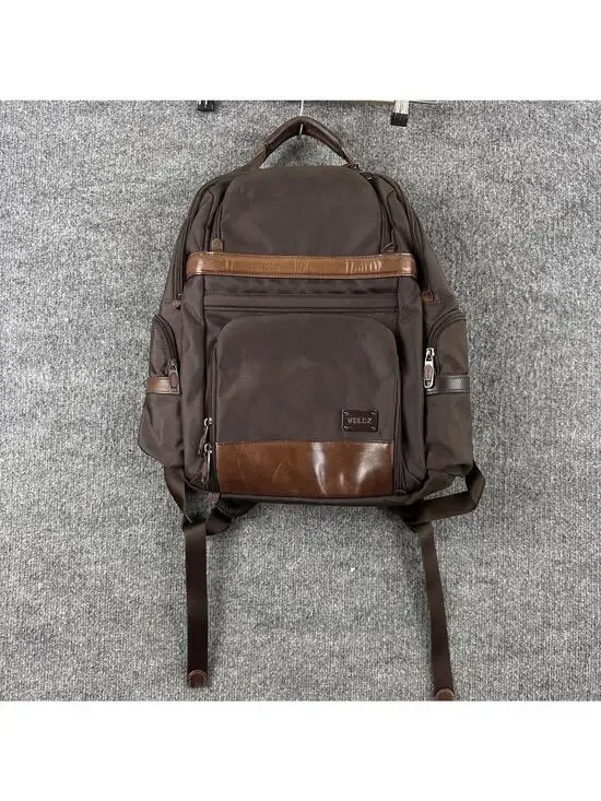 Velez Mens Leather Backpack Brown Soft Case Travel Daypack Office Work Casual