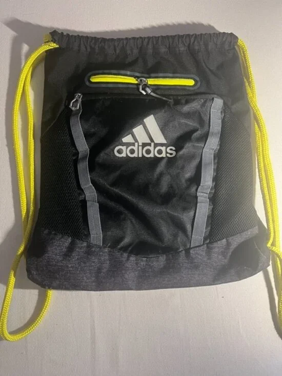 ADIDAS Rumble II Sackpack durable drawstring black gray yellow gym travel