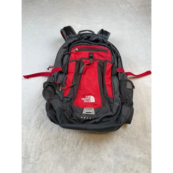 The North Face Recon Backpack‎ Gray Red Outdoor Hiking School Travel