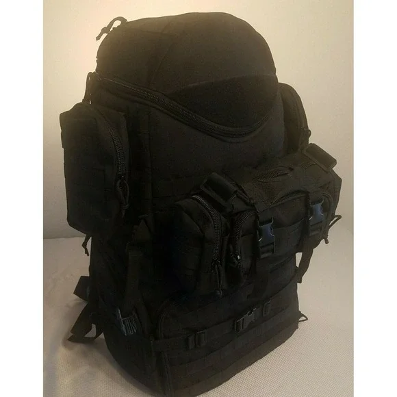 70L Military Hiking‎ Bag Pack, Top Half Insulated-Black-1000D Water-Repellent