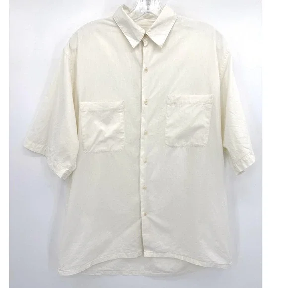 VTG Safari Banana Republic Button Up yellow Shirt Mens M Short Sleeve