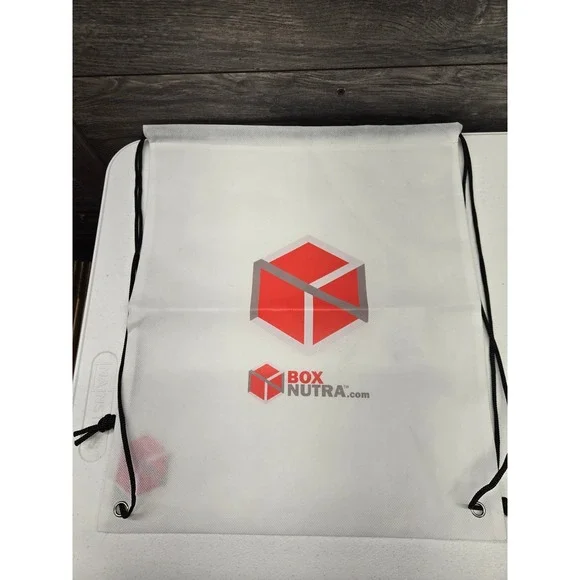 Box Nutra Drawstring Bag Cinch Sack White Red Logo Promotional Gym‎ Backpack