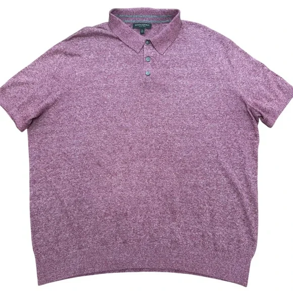 Banana Republic Polo Shirt Mens XL Maroon Red Silk Linen Blend Knit Short Sleeve