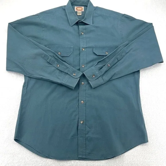 VTG Banana Republic Safari Mill Valley Mens Large Button Down Shirt Teal Green
