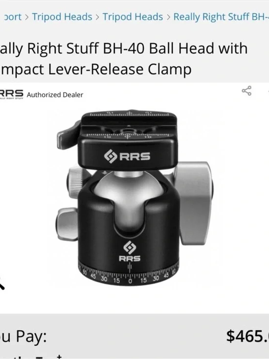 RRS BH-40 Ball Head with Lever-Release Clamp — Black/Silver