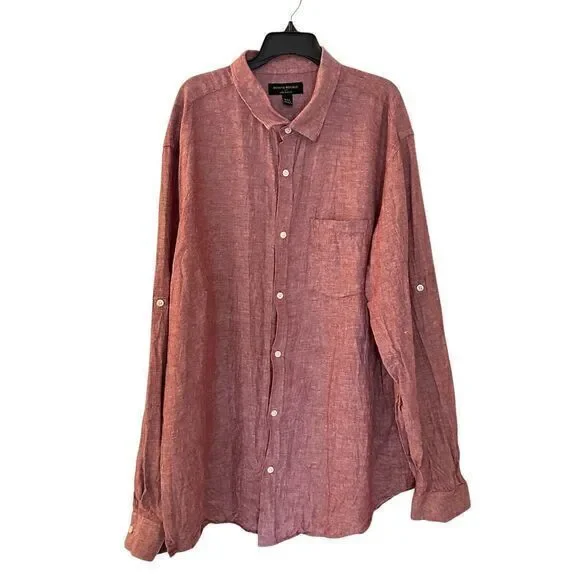 Banana Republic Salmon Button Down Long Sleeve Linen Slim Fit Shirt Size XXL‎