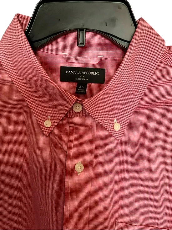 NWT Banana Republic XL Men’s Soft Wash Button Down Lg Sleeve Red Casual Office