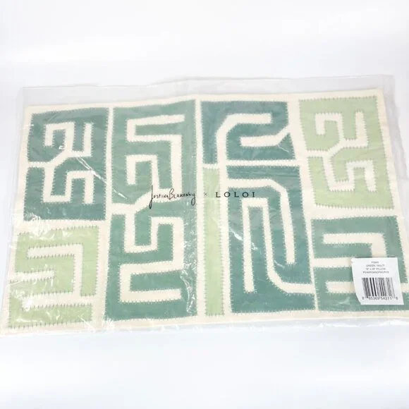Justina Blakeney X Loloi Green Geometric Maze Decorative Pillow Cover 16