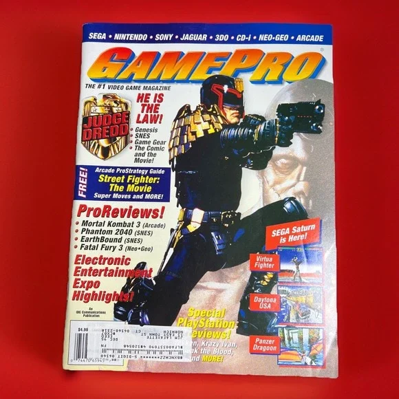 Game Pro Magazine July 1995 Judge Dredd Snapple Tatoo Earthbound Insert
