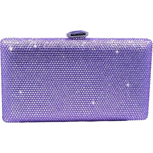 Elegant Rhinestone-Studded Mini Clutch Bag for Weddings & Formal Events in Lilac
