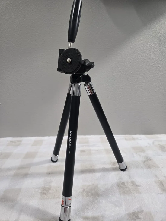 Compact Black Camera Tripod with Adjustable Head