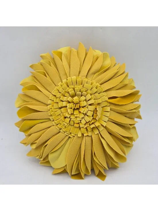 Yellow Sunflower Shaped Decorative Throw Pillow 100% Cotton Canvas Cover 11