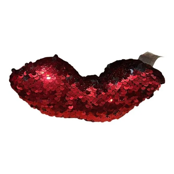 Red Sequin Lips Decorative Throw Pillow Fun Accent‎ Decor