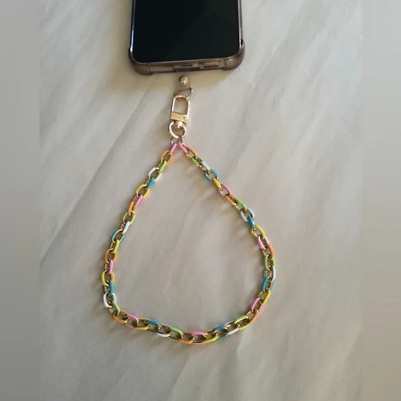 Pastel Multi-Color Chain Phone Wrist Strap