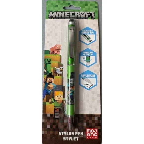 Minecraft Mojang‎ Studios 1.0mm Retractable Ballpoint Stylus Pen