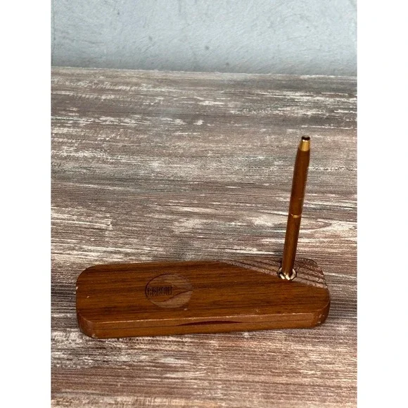 Vintage Wooden Pen Holder Engraved Pen Dealer Advisory Council‎ 1994 Denver CO