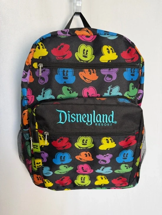 Disneyland Resort Exclusive Mickey Mouse Rainbow Face Backpack Embroidered EUC