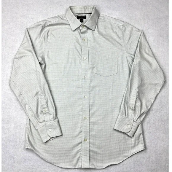 Banana Republic Shirt Mens Large Slim Fit Green Check Non Iron Dress Shirt 16