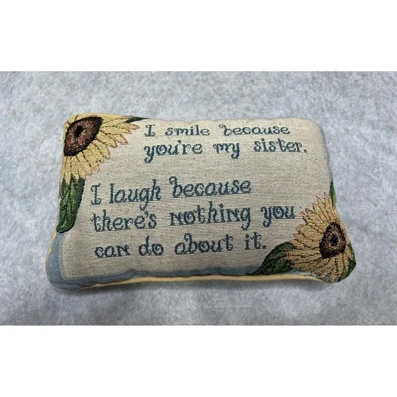 Woven Sunflower funny Sister Quote Decorative Tapestry Throw Pillow unique 12x8