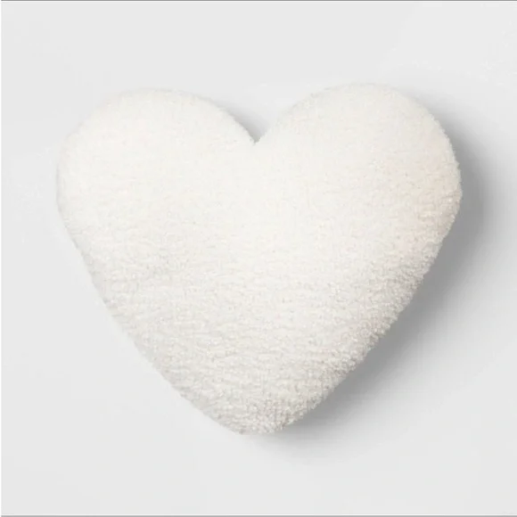 Oversized Teddy Boucle Valentine's Heart Throw Pillow Ivory - Threshold™