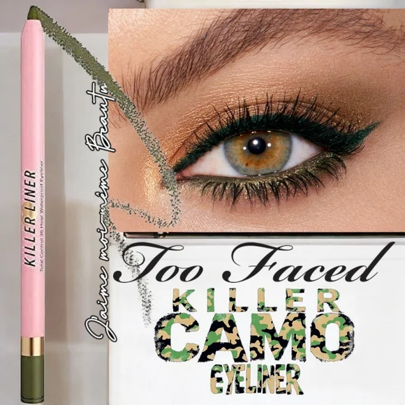 Too Faced Waterproof Gel Eye Liner in Killer CAMO (olive Green)