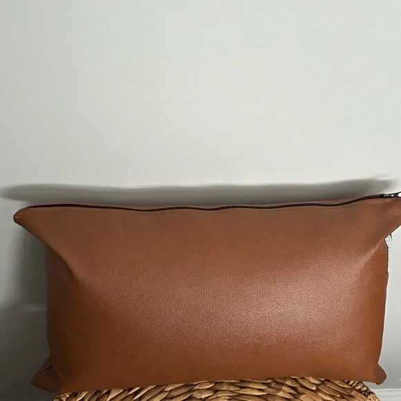 Faux Leather Accent Pillow