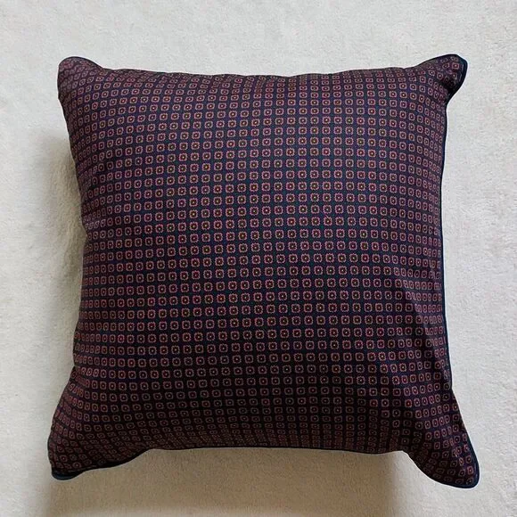 Lauren Ralph Lauren Corded Accent Pillow Blue Red Floral Fabric Zip Square 18x18