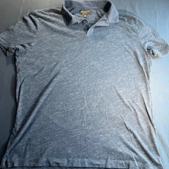 BANANA REPUBLIC men's polo‎ shirt textured, heathered fabric blue/gray size XL