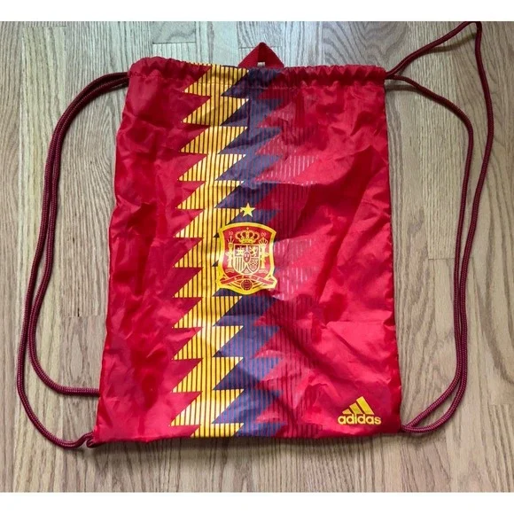 Adidas Spain National Team Soccer Drawstring Bag Red Yellow RFEF Sackpack