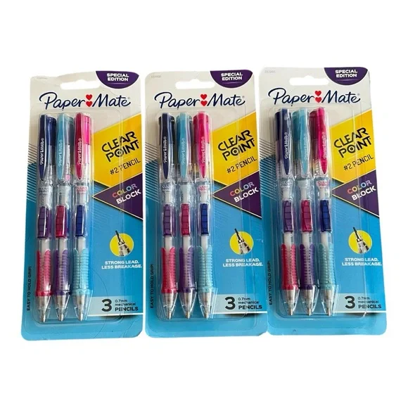 Paper Mate ClearPoint Mechanical Pencils - Blue, Pink, Purple (3-Pack)