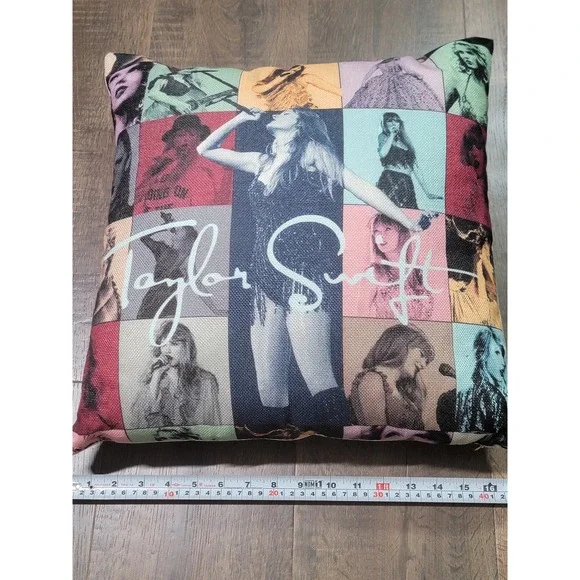 Taylor Swift Eras Tour Photo Collage Decorative Throw Pillow Square 16x16 Multi