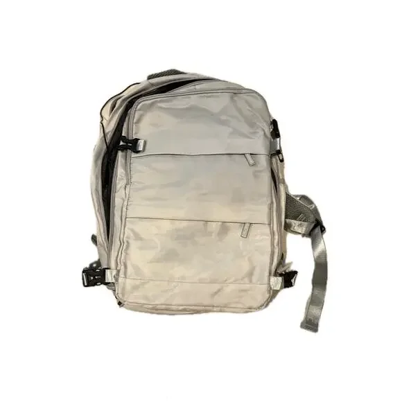 Target Clamshell Blue Faux Leather Accent Travel Backpack