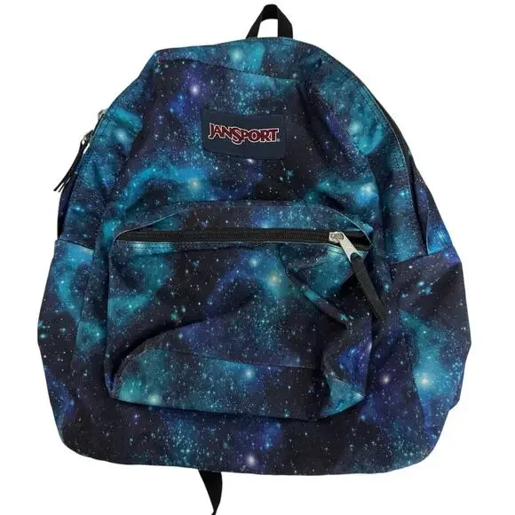 JanSport Super Break Laptop Backpack Cyberspace Galaxy Space Blue Nebula
