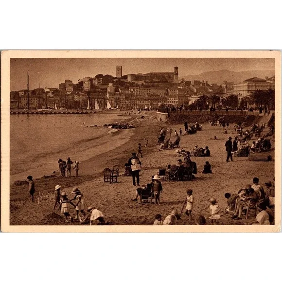 Vintage Cannes La Plage et‎ le Mont Chevalier French Postcard 3/3