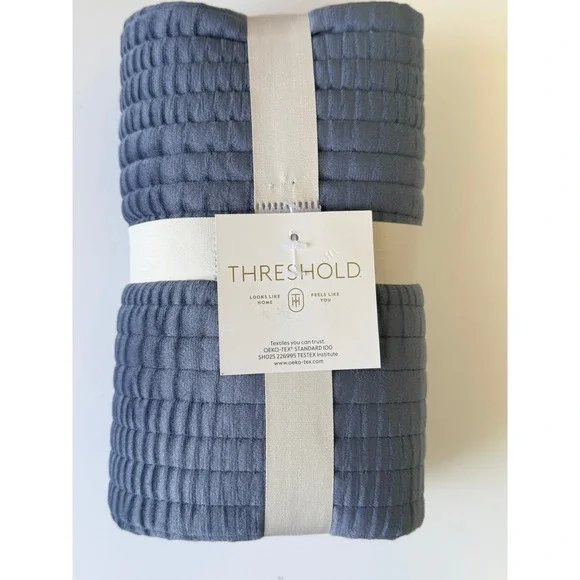 Threshold Quilted Pillow Cover‎ Home 20x20 Blue Gray Textured Modern NWT