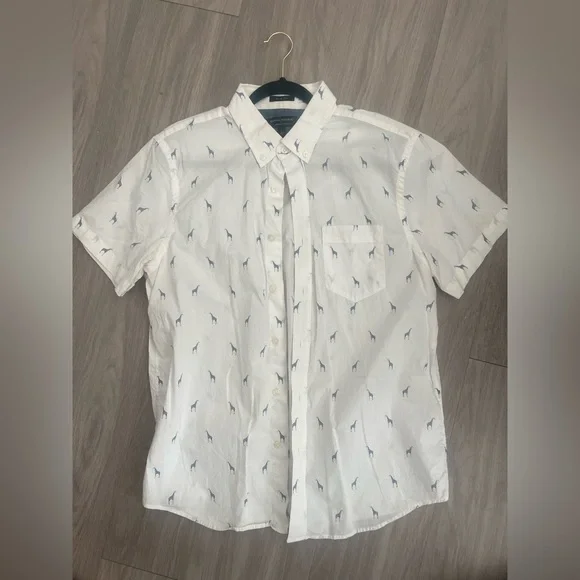 Banana Republic White Shirt with Blue Pattern