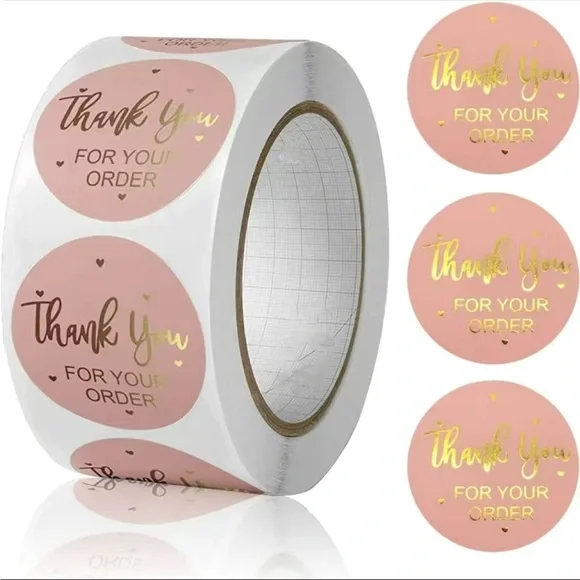 500 1” Roll Pink Thank You FOR YOUR ORDER Stickers PRICE IS FIRM
