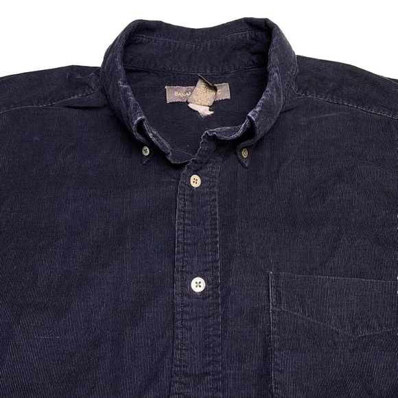 Y2K Banana Republic Shirt XL Mens L/S Button Down Corduroy Dark Navy VGUC
