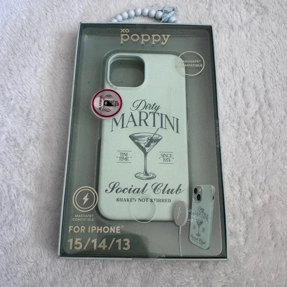 XO Poppy Dirty Martini Social Club for iPhone 15 14 13 MagSafe Case Green NIP