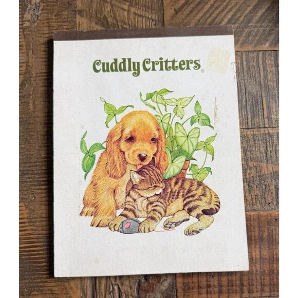 Cuddly Critters Stationery Note Pad Vintage 80s Sangamon Dog Cat Mouse